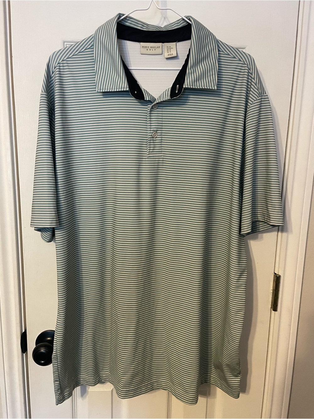 Rorie Whelan Golf Men's Striped Polo Shirt - Light Green/White